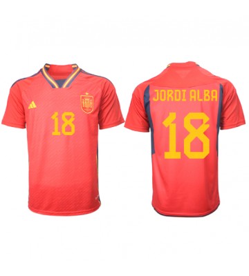Maillot de foot Espagne Jordi Alba #18 Domicile Monde 2022 Manches Courte